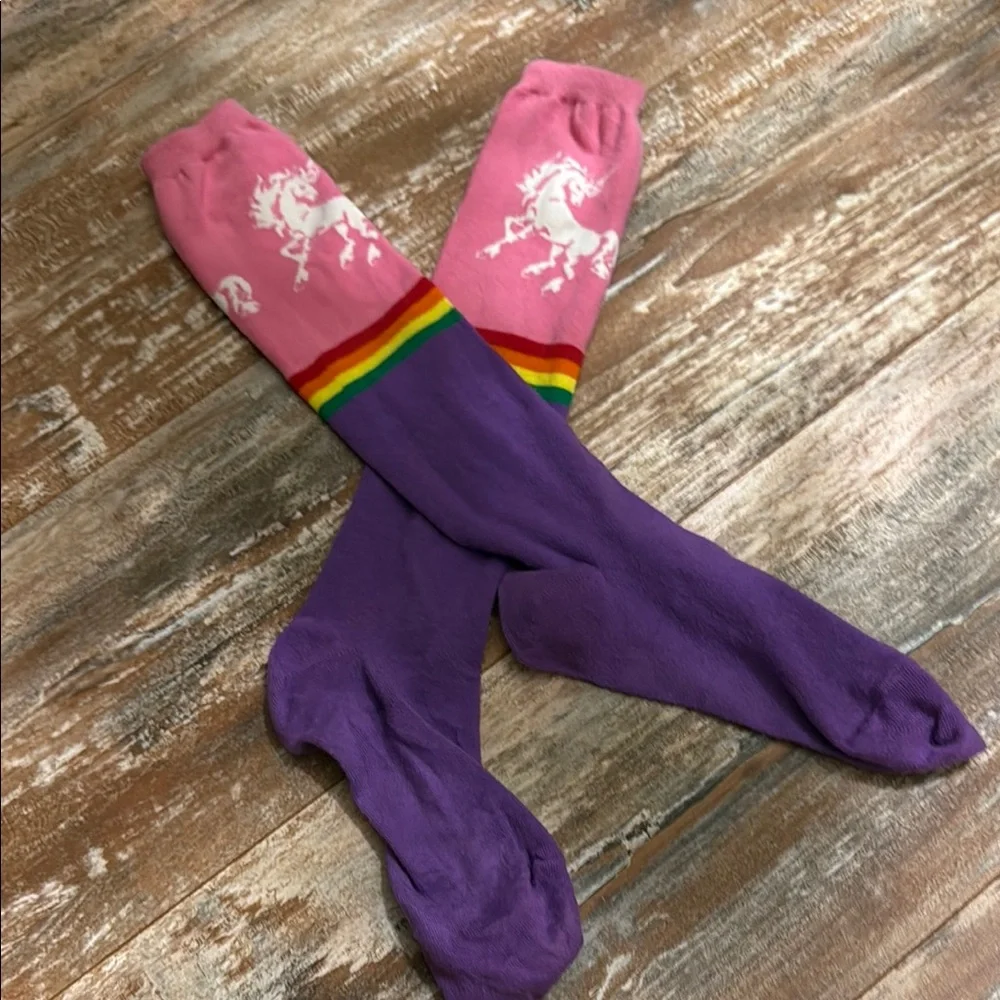 Pink and Purple Unicorn Knee-High Pride Socks